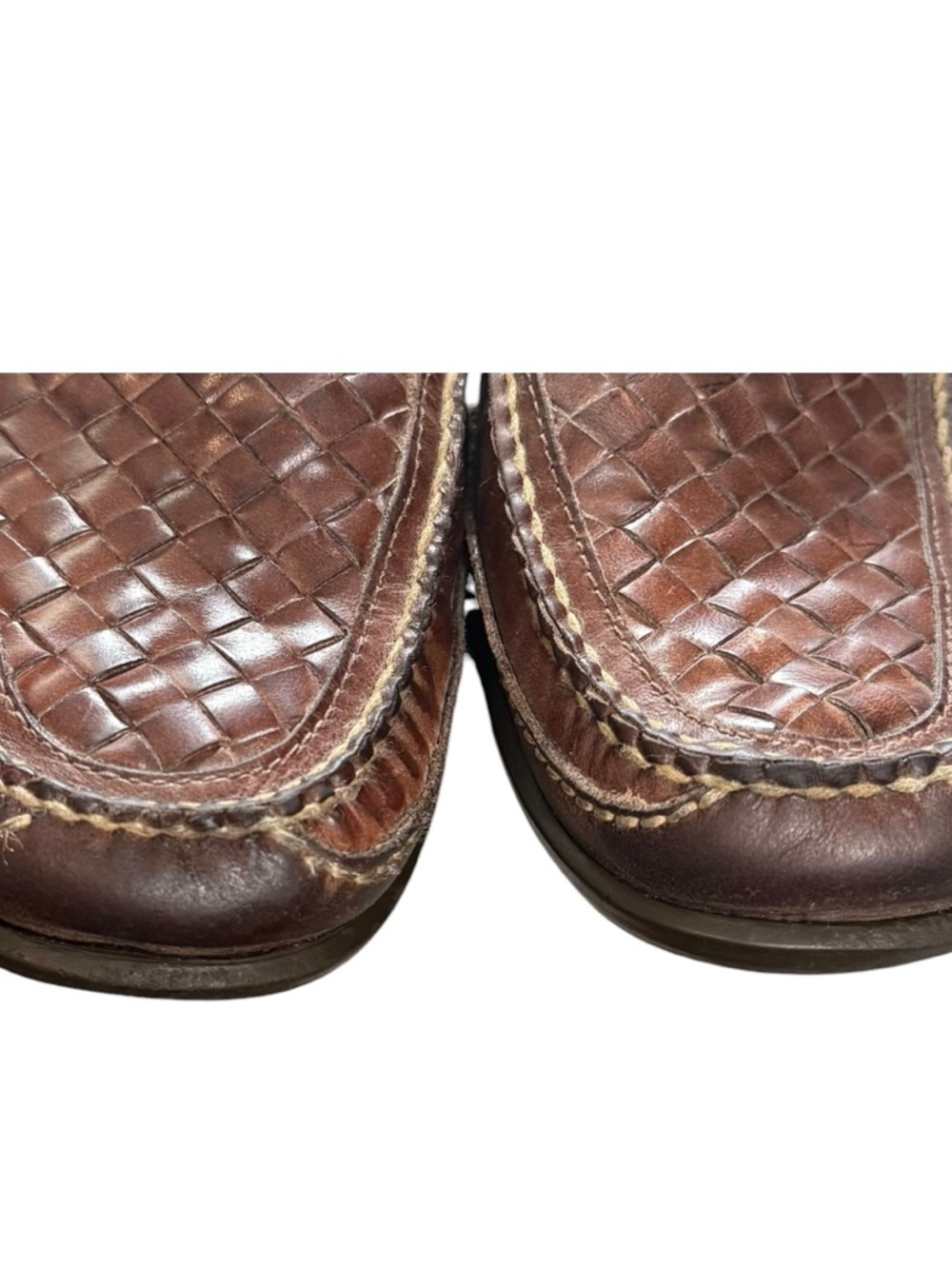 Johnston & Murphy Woven Leather Loafers Brown J&M Flex Slip On Comfort 10 1/2 - Picture 6 of 11